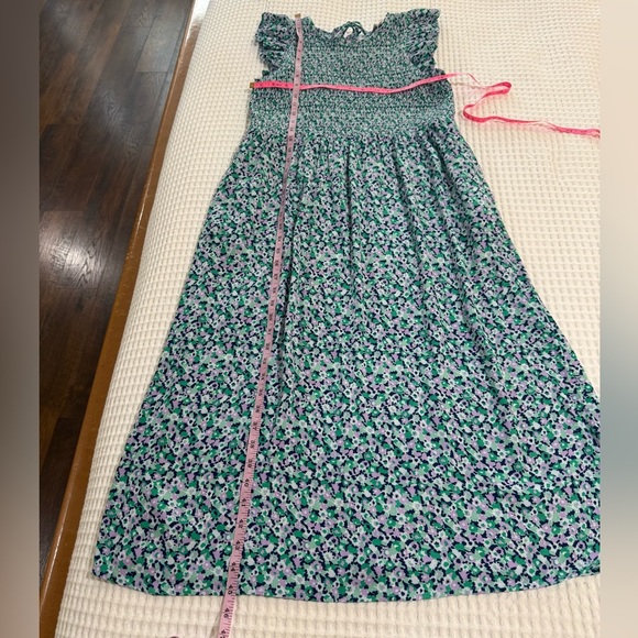 A New Day Maxi Dress Womens Size S Green Floral Smocked Pockets Boho Peasant - Picture 3 of 4